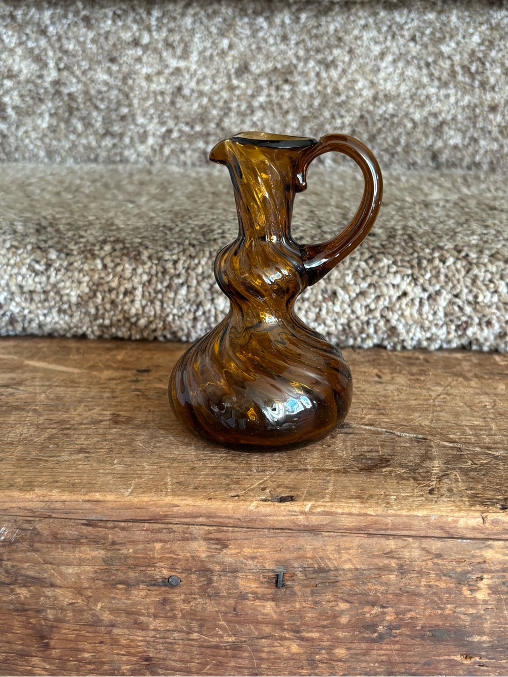 Amber Swirl Glass Pitcher Vase - Home Art